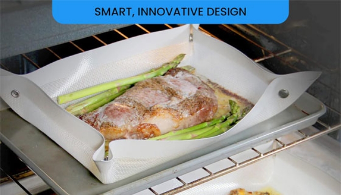 Picture 3 of 2-in-1 Silicone Baking Mat and Leakproof Pan