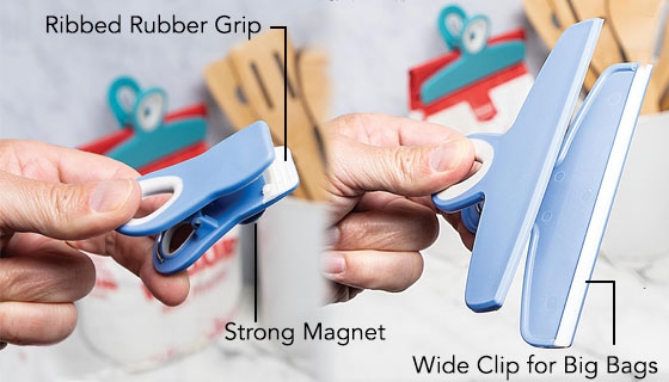Picture 3 of Set Of 8 Assorted Colored Bag Clips