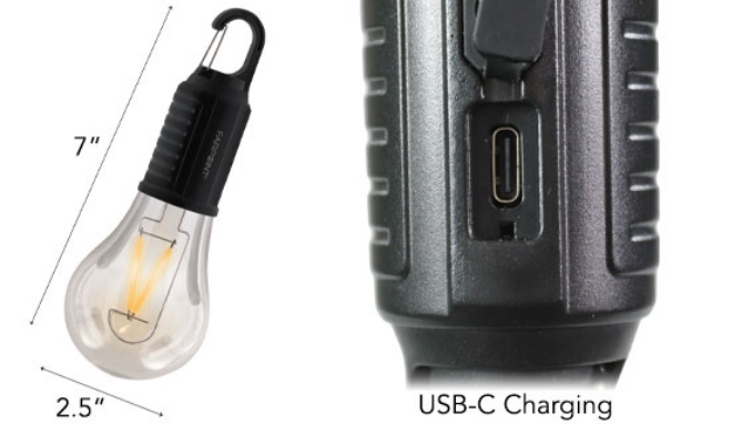 Picture 2 of 2-Pack of Vintage-Edison Style Rechargeable Clip-On Light Bulb
