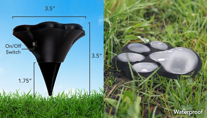 Picture 3 of 4PK Cordless Paw Print Solar LED Lights