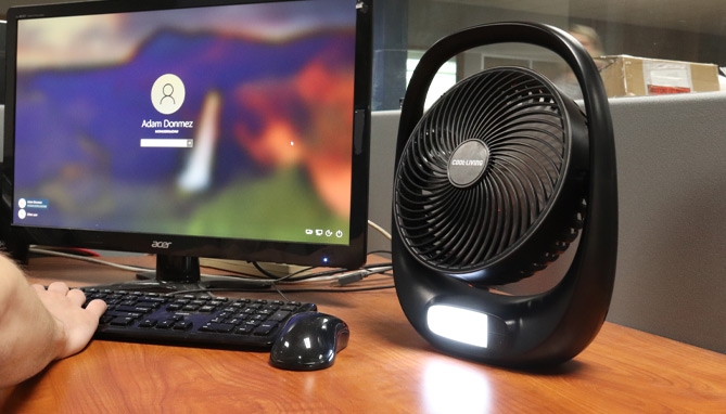 Picture 3 of Lightweight and Portable, Adjustable, Rechargeable Fan With LED Light