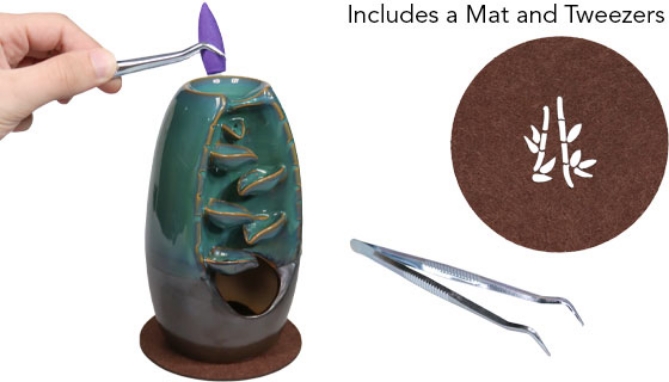 Picture 6 of Ceramic Waterfall Cascading Incense Fountain Set