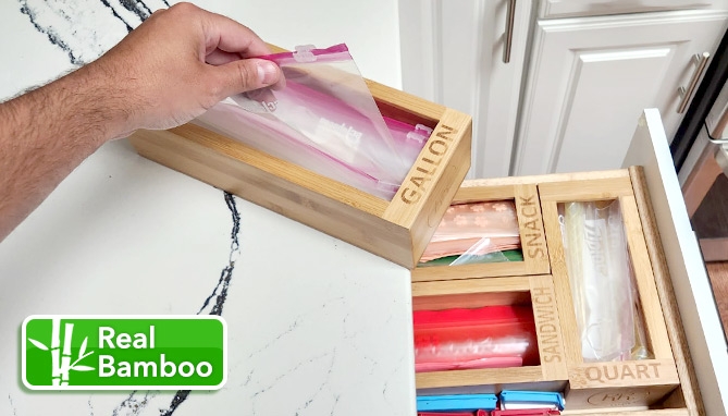 Picture 2 of Bamboo Kitchen Bag Organizer