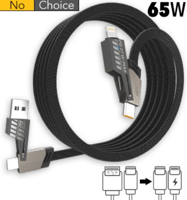 Picture 1 of Transforming 4-in-1 Charge and Sync Cable: 6ft