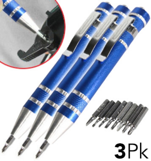 Picture 1 of 8 in 1 Precision Screwdriver Tool Set Pen Style 3-Pack