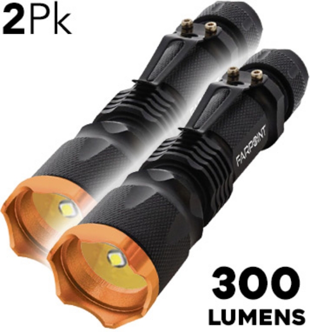 Picture 1 of Micro SWAT Tactical Flashlight: 300 Lumens 2-Pack