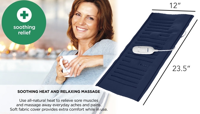 Picture 5 of XLG ConairComfort 11.5" x 24" Massaging Heating Pad, Soothing Heat and Massage