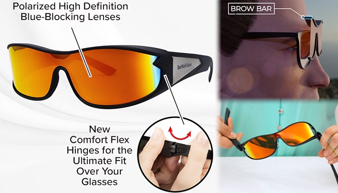 Picture 5 of BattleVision Wrap Around Sunglasses 2 Pack - As Seen on TV!