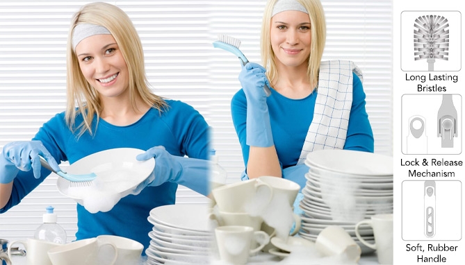 Picture 4 of 5-in-1 Dish Brush Set With Interchangeable Scrubbing Heads