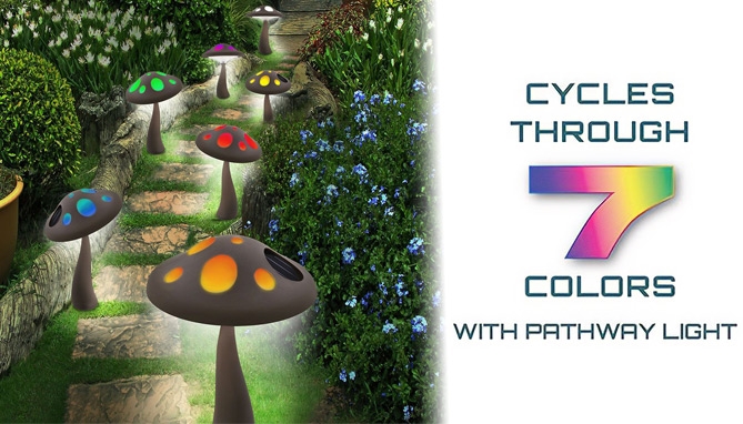 Picture 2 of Mini Mushroom Solar Landscape Lights 2PK