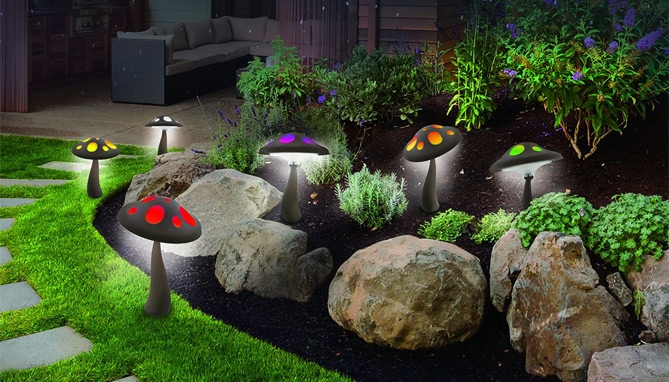 Picture 5 of Mini Mushroom Solar Landscape Lights 2PK