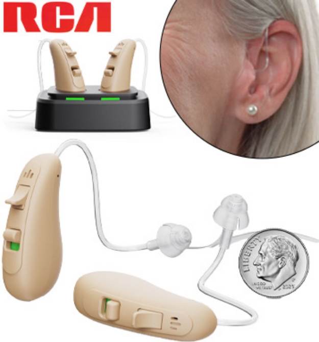 Picture 1 of FDA-Registered OTC Behind-the-Ear Hearing Aids with Charging Base by RCA  