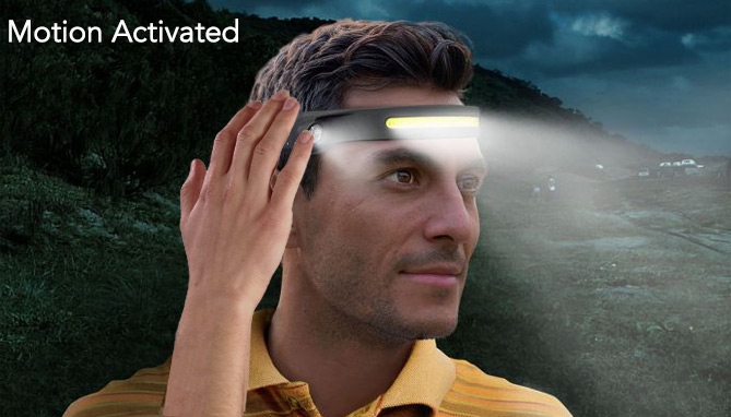 Picture 2 of Rechargeable Slim Fit Dual Beam Headlamp w/ Motion Sensor Switch