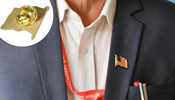 Picture 2 of Waving American Flag Lapel Pin 2-Pack
