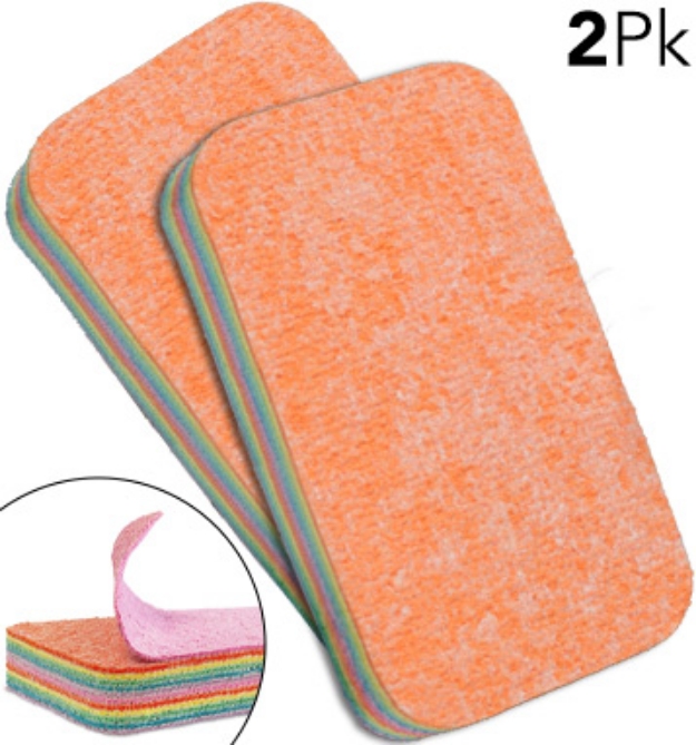 Picture 1 of 2-PK of Regular Rainbow Clean: Multi-Layered Cleaning Pad