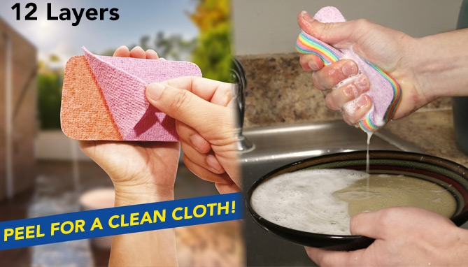 Picture 2 of 2-PK of Regular Rainbow Clean: Multi-Layered Cleaning Pad