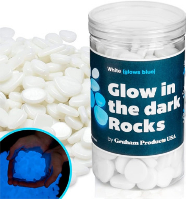 Picture 1 of 190pcs Glow in the Dark Rocks - Cool Blue