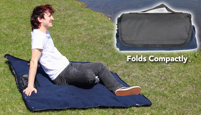 Picture 2 of Travel Friendly 4-in-1 Picnic Blanket, Raincoat, Cushion, and Poncho