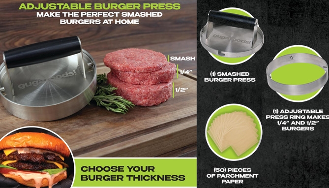 Picture 2 of 3-in-1 Adjustable Burger Press Kit by Guga Foods