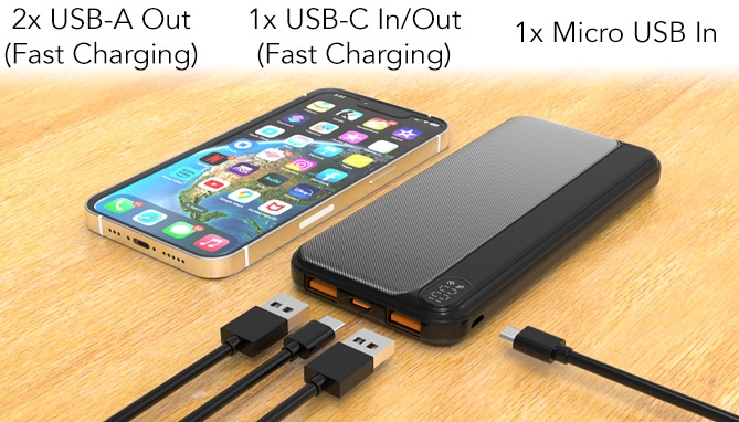 Picture 2 of Fast-Charging 10K Power Bank with Digital Display