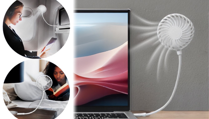 Picture 2 of USB-Powered Flexi Fan For Travel And More 