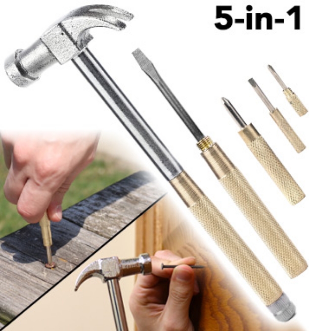 Picture 1 of The Handy Hammer by Kikkerland: 5-in-1 Hammer and Screwdriver Set   