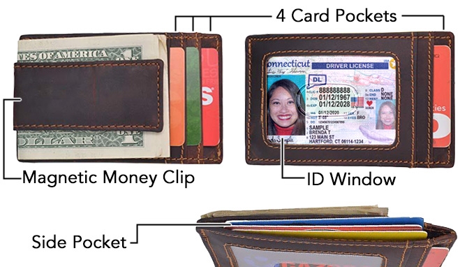 Picture 2 of RFID Blocking Money Clip Front Pocket: Vintage Leather
