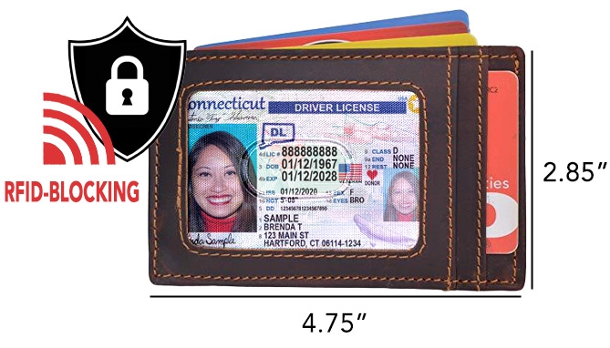 Picture 4 of RFID Blocking Money Clip Front Pocket: Vintage Leather