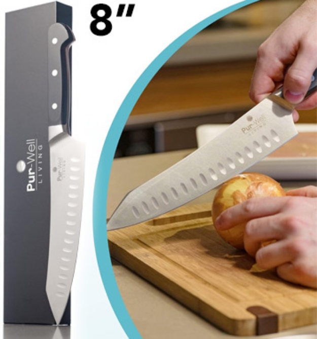Picture 1 of Professional 8in Santoku-Style Chef Knife