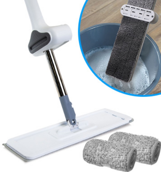 Picture 1 of Microfiber Mop Self-Wringing Flat Wet/Dry Mop 