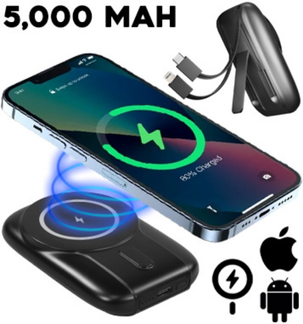 Picture 1 of MagPower Plus: Portable 5000mAh Charger with Stand and Cables