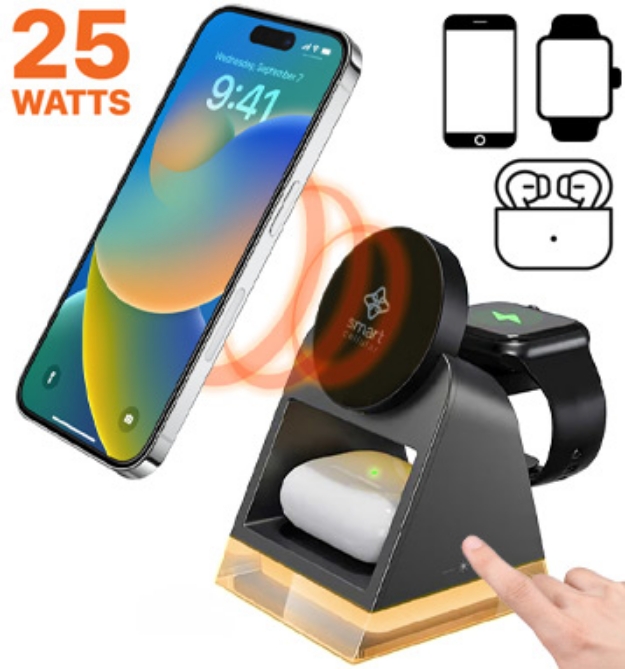 Picture 1 of 4-In-1  Magnetic 25W Wireless Charger And Night Light 