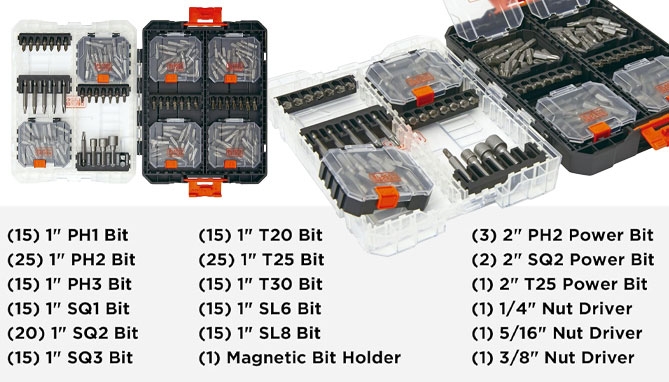 Picture 4 of 200 Piece Screwdriving Bit Set