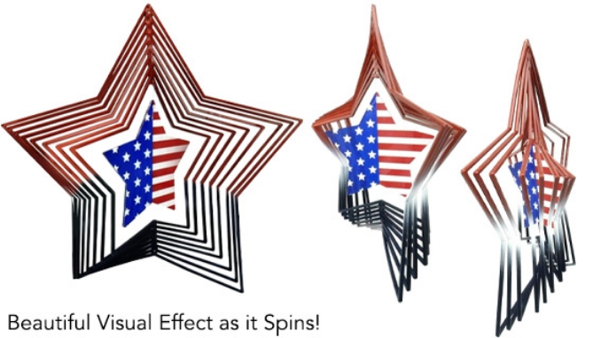 Picture 2 of Patriotic Hanging Star 3D Wind Spinner 2pk