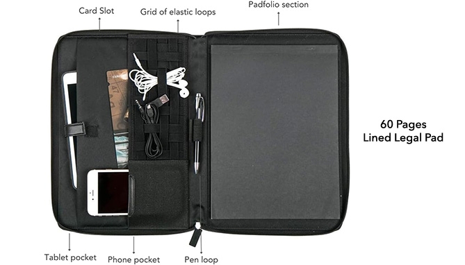Picture 2 of Executive Padfolio - Durable Zippered Portfolio w/ Legal Pad