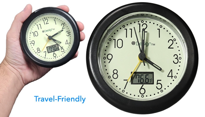 Picture 2 of Travel Analog Alarm Clock with Night Glow