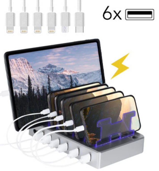 Picture 1 of  DENTED/Dinged: 6 Port Charging Station For All Your Daily Devices