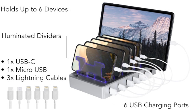 Picture 2 of  DENTED/Dinged: 6 Port Charging Station For All Your Daily Devices