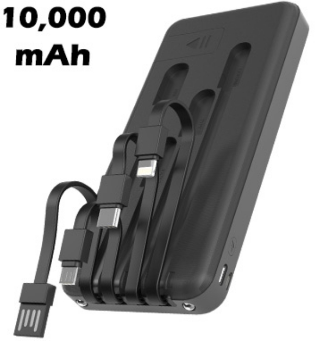 DENTED/Dinged: 10,000mAh Multi Device Power Bank With Built In Cords ...