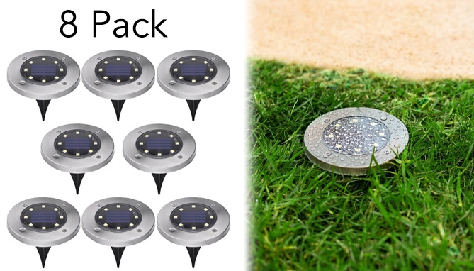 Picture 6 of DENTED/Dinged:Famous Brand Solar-Powered Outdoor Disk Light - 8 Pack