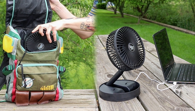 Picture 4 of DENTED/Dinged: Rechargeable, Portable Foldable Fan: Use it Anywhere!