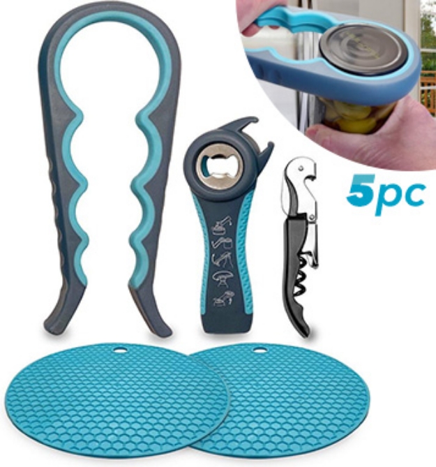 Picture 1 of 5pc Bottle and Jar Opener Set