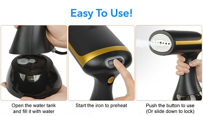 Picture 3 of Handheld 1100W Garment Steamer - Portable & Travel-Friendly