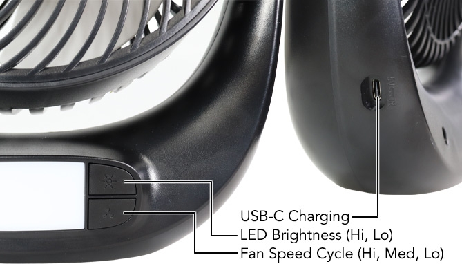 Picture 5 of DENTED/Dinged: Lightweight and Portable, Adjustable, Rechargeable Fan With LED Light