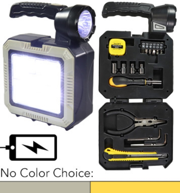 Picture 1 of DENTED/Dinged: Solar Powered 4-in-1 Lantern, Flashlight, Tool Kit, Power Bank Combo