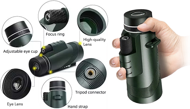 Picture 4 of High Power 80x100 HD Monocular Kit with Tripod & Phone Clip