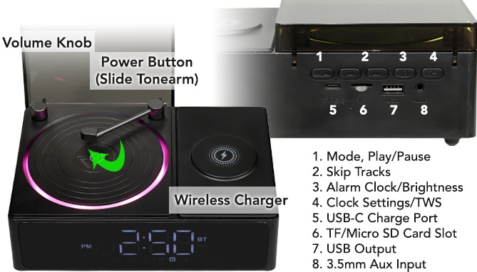Picture 6 of Multifunction Turntable-Style Speaker and Wireless Charger
