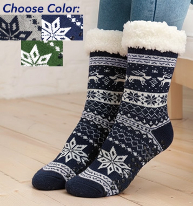 Picture 1 of Sherpa Lined Slipper Socks - So Soft and Warm