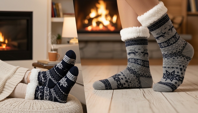 Picture 3 of Sherpa Lined Slipper Socks - So Soft and Warm