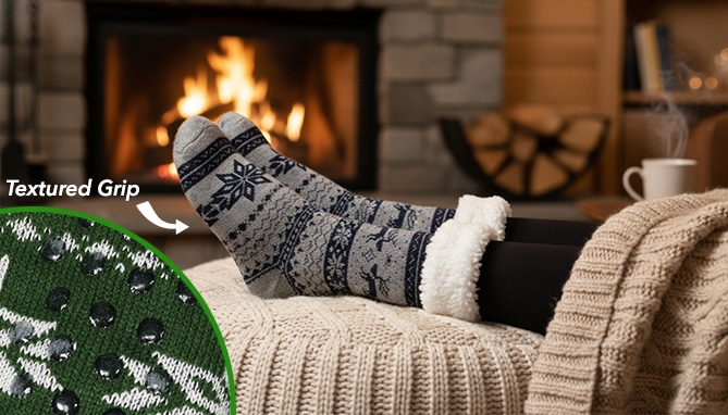 Picture 4 of Sherpa Lined Slipper Socks - So Soft and Warm